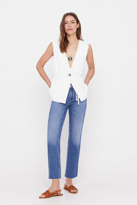 Cortefiel Regular fit 5-pocket crop trousers Blue