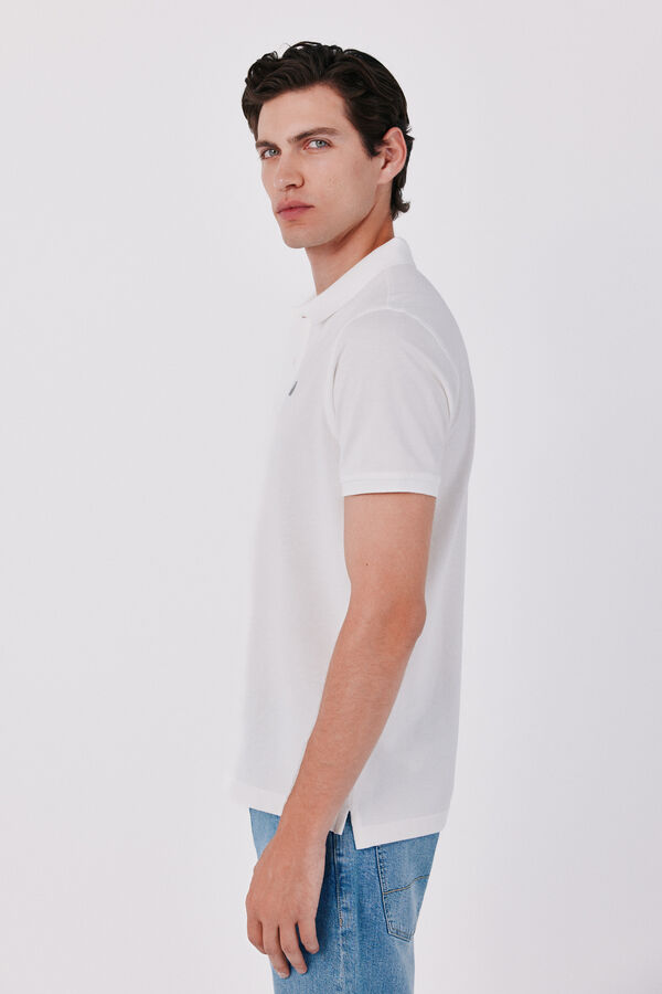 Cortefiel Piqu&eacute; slim polo shirt White