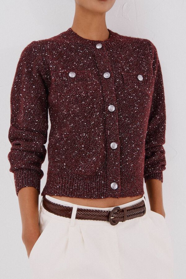 Cortefiel Short jacket with buttons Maroon