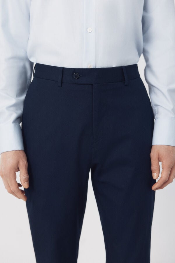 Cortefiel Linen blend coordinated trousers Navy