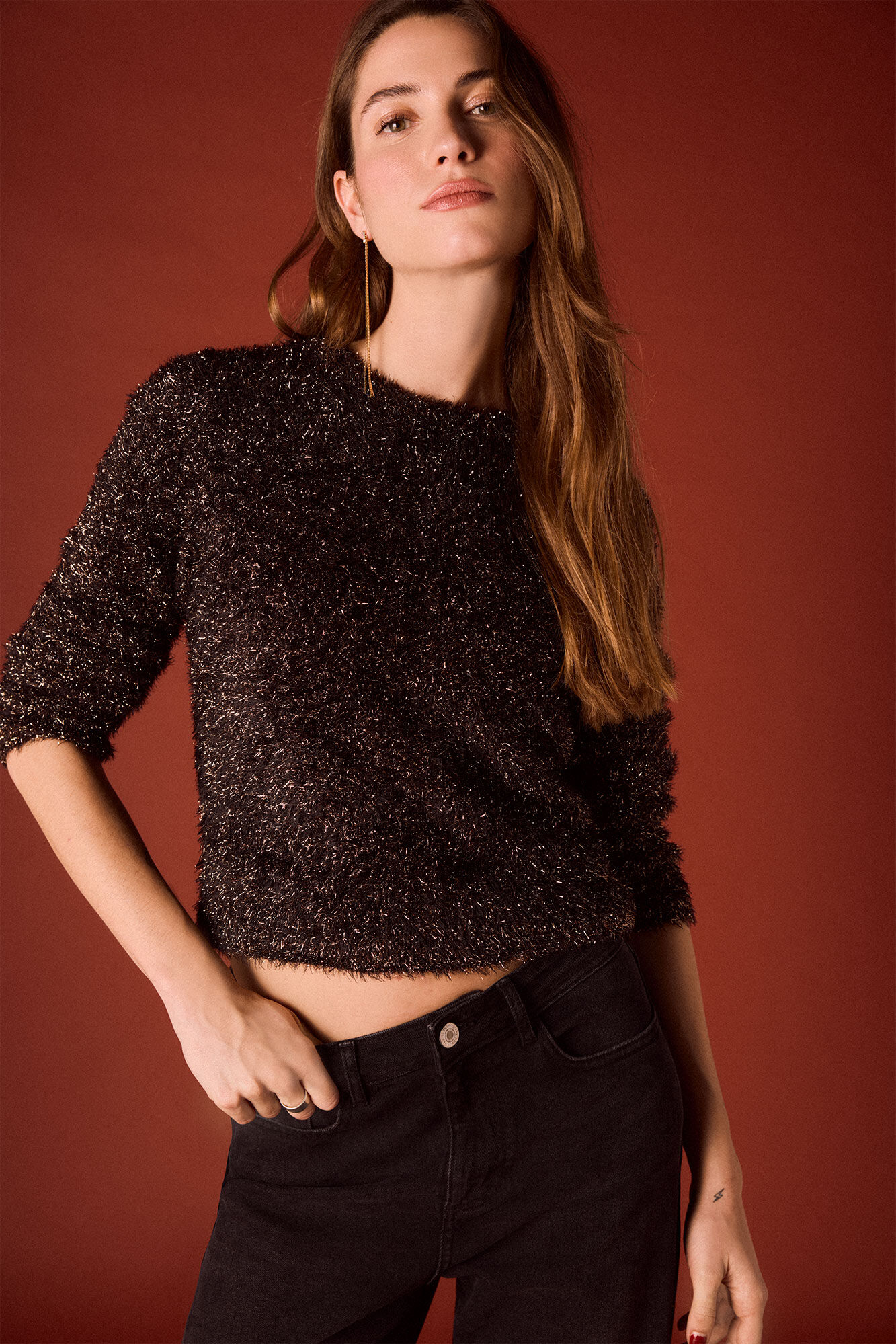 Slowlove Jersey negro lurex