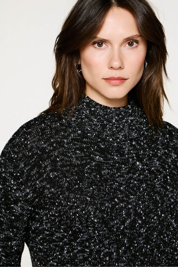 Selected Camisola de gola de algodão orgânico  Preto
