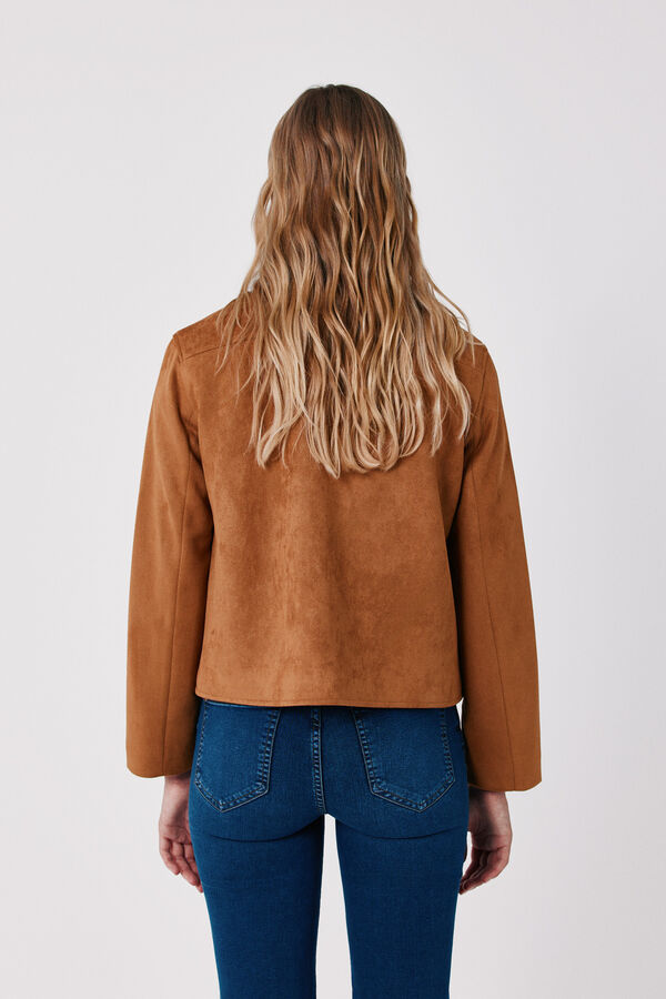 Cortefiel Faux suede jacket Nude