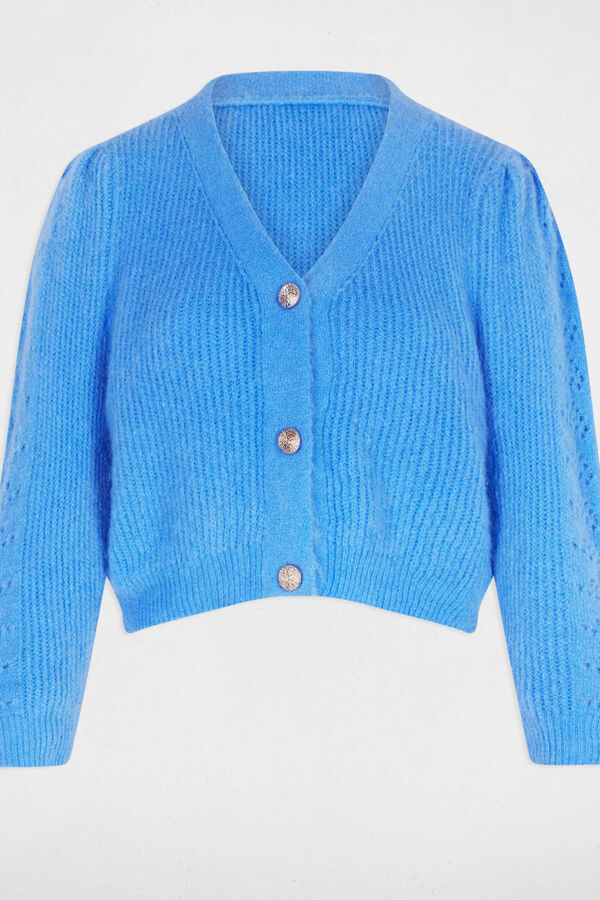 Morgan Casaco de malha slim fit com gola em V Azul