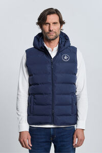 Valecuatro Colete acolchoado com capuz azul marinho