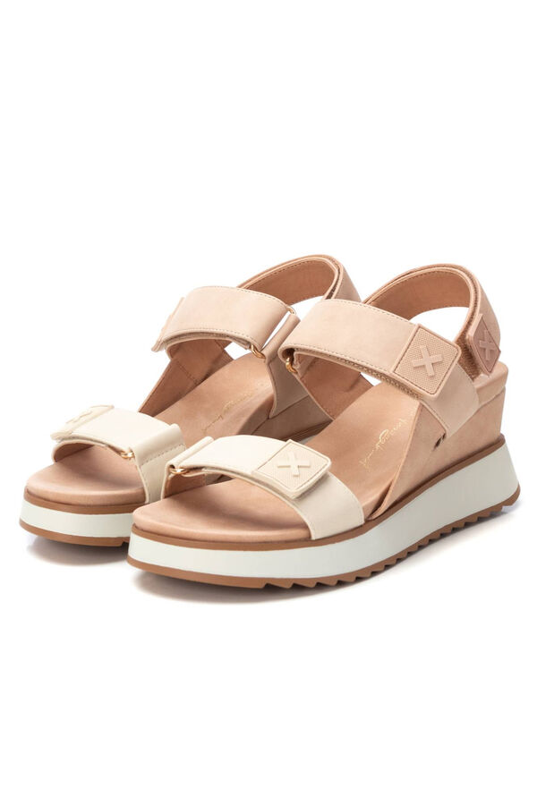 XTI Women's wedge sandal with adhesive strap Nude