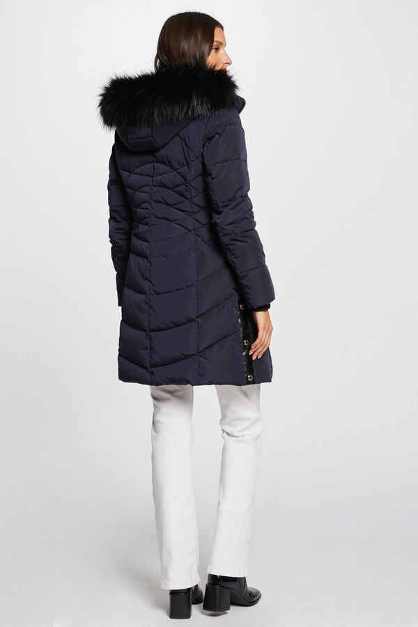 Cortefiel Long down jacket with hood Navy