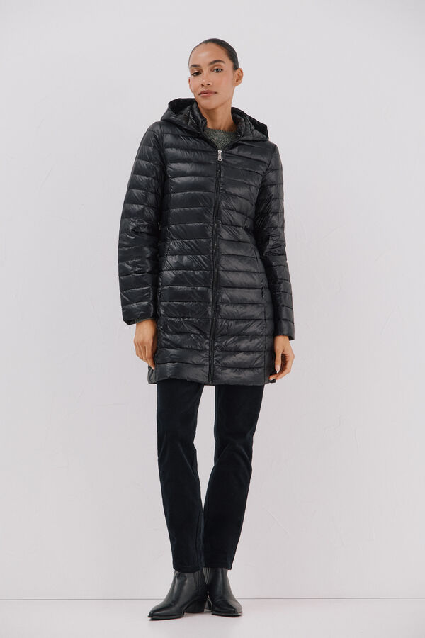 Cortefiel Long down coat Black