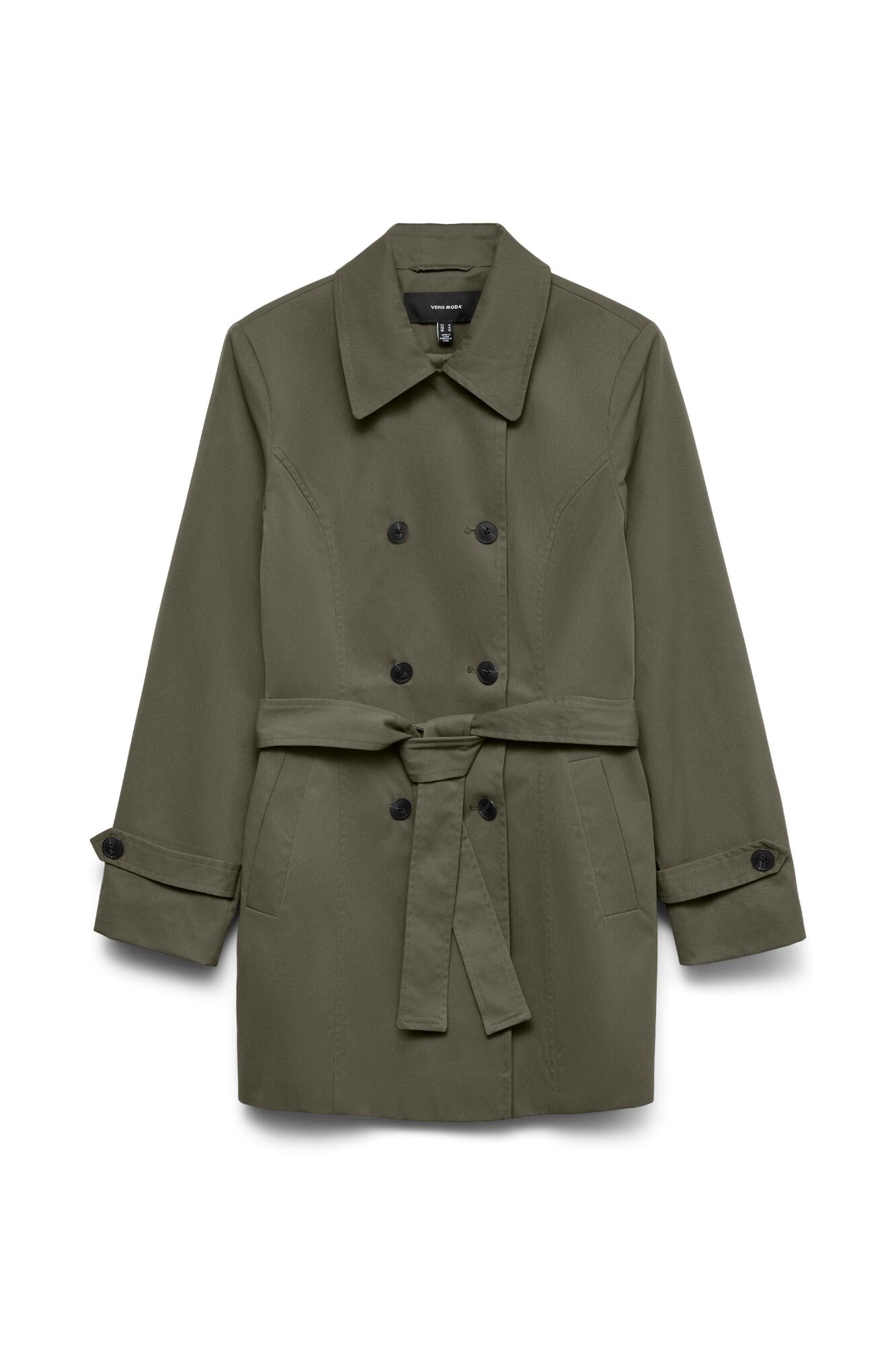 Vero Moda Gabardina curta cruzada com cinto