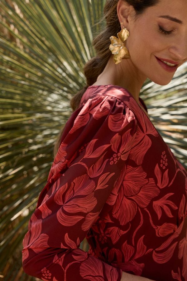 Pol&iacute;n Et Moi Vestido de flores Nia Laranja