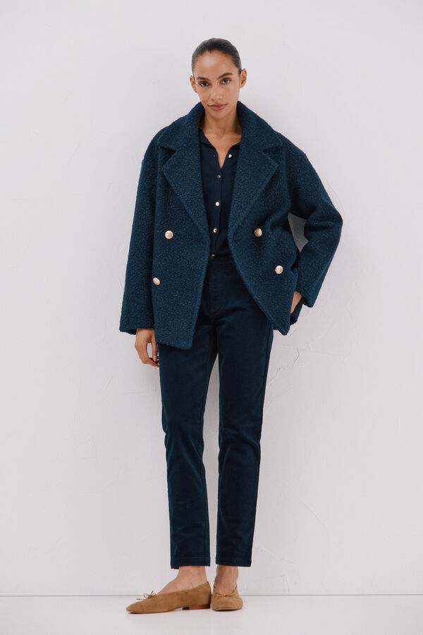 Cortefiel Short soft fabric coat Navy