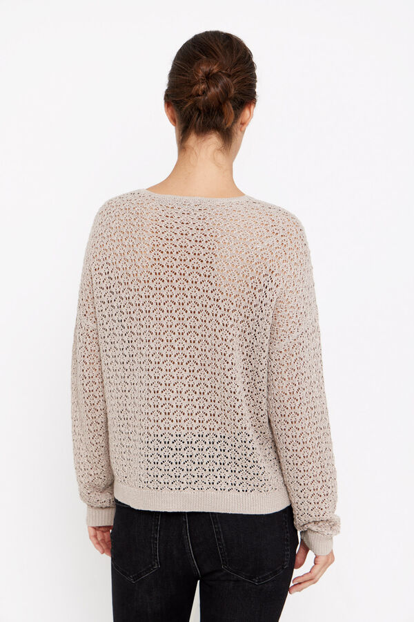 Cortefiel Central cable knit jumper Nude