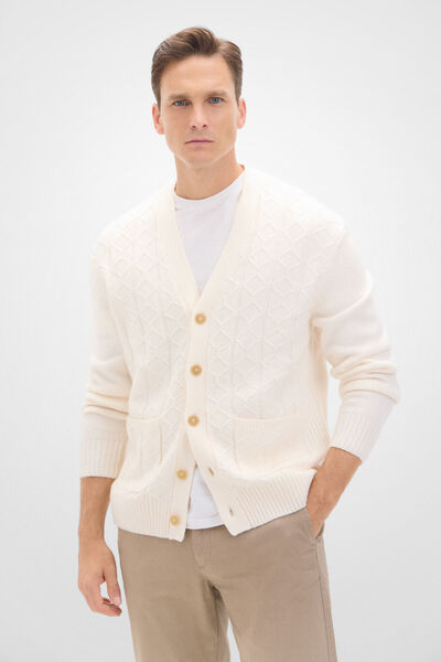 Cortefiel Cardigan with diamond buttons fastening Ivory