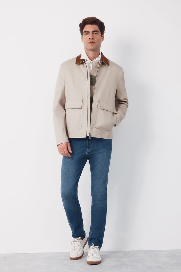 Cortefiel Jacket with combined neck Beige