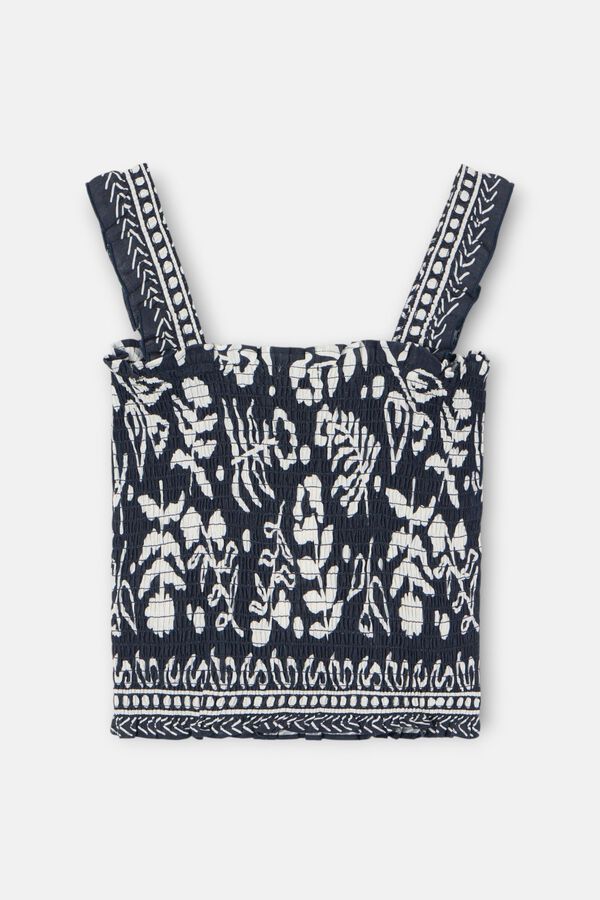 Silbon Floral print bandeau top Printed blue