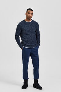 Cortefiel Round neck jersey-knit jumper Blue