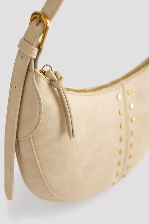 Cortefiel Crossbody bag with studs Printed white