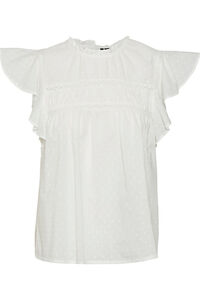Cortefiel Plumetis blouse with ruffles  White