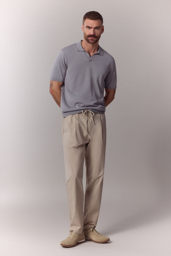 OOTO Camisola polo lisa de manga curta Cinzento