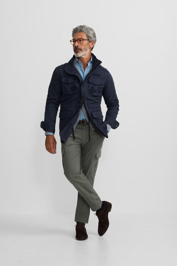 Silbon Casaco militar com manchas tingidas Azul