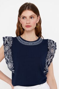 Cortefiel Embroidered T-shirt Navy