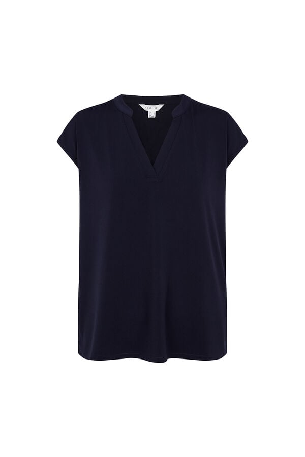 Cortefiel Basic stand-up collar T-shirt Blue
