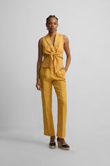 Silbon Pantalon recto lino Amarillo