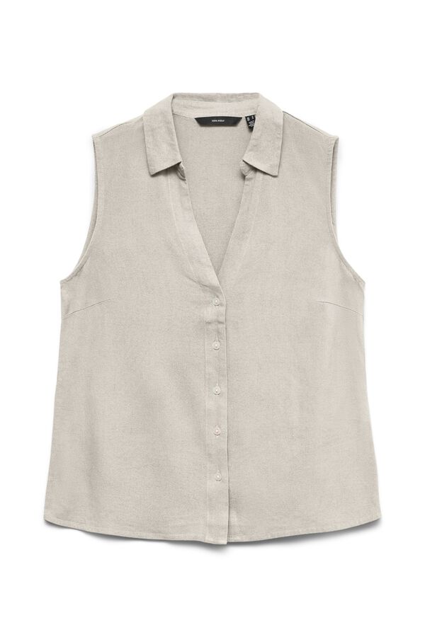 Vero Moda Top fluido gola em bico Tostado