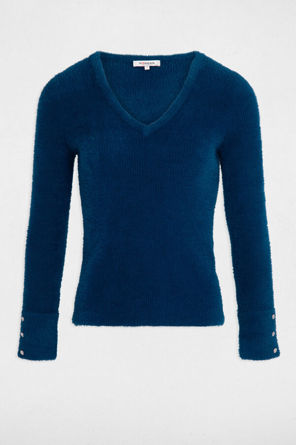 Cortefiel Fluffy long-sleeved jumper Blue