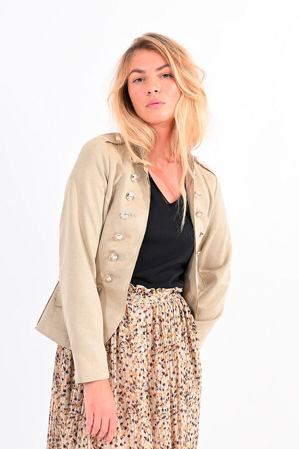 Cortefiel Women's military-style long-sleeved jacket Kaki