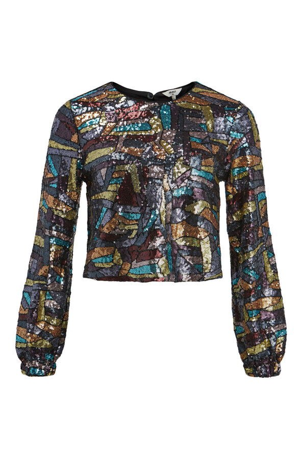 Object Top lantejoulas de manga comprida Castanho