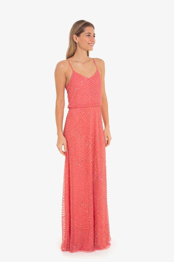 Vestido largo tirantes lentejuelas