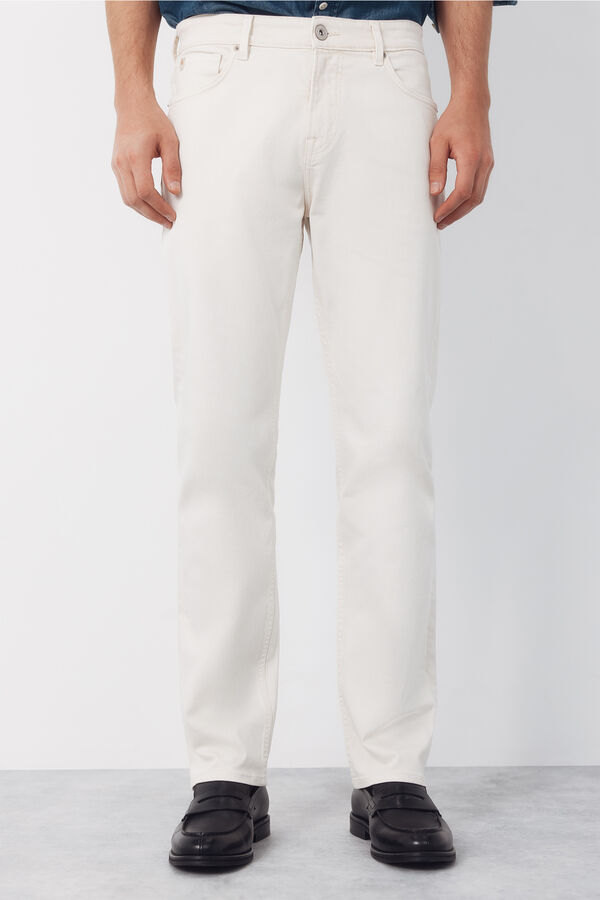 Cortefiel 5-pocket regular fit coloured trousers Ivory