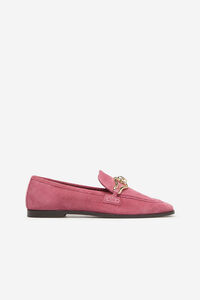 Cortefiel Leather loafer with buckle Fuchsia