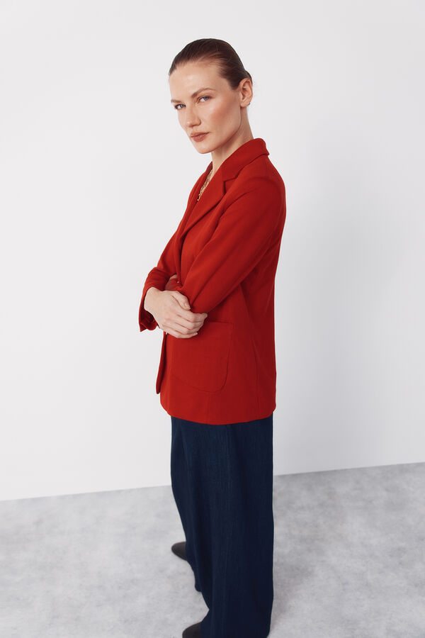 Cortefiel Piqu&eacute;-knit blazer Red