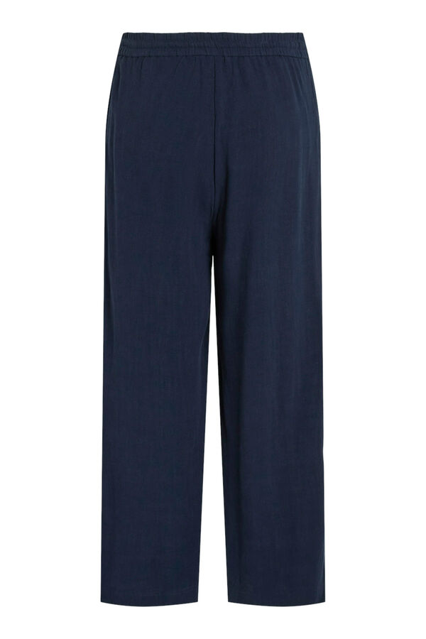 Evoked by Vila Pantalón ancho de lino curve Azul marino