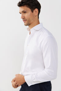 Cortefiel Plain Easy-iron structured dress shirt with double cuffs White