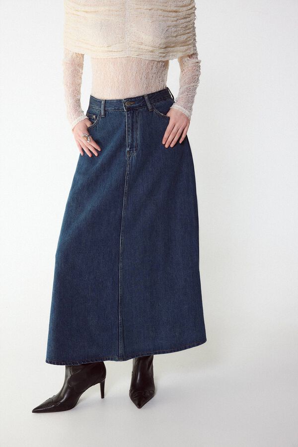 Slowlove Saia comprida de ganga Azul