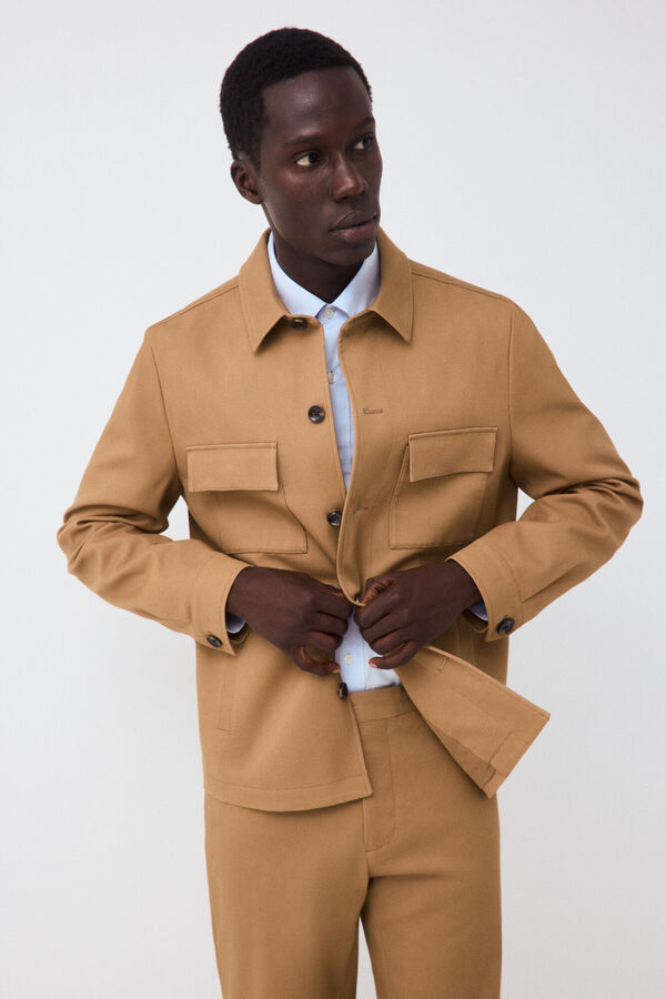 Cortefiel Toasted coordinated suit overshirt Brown