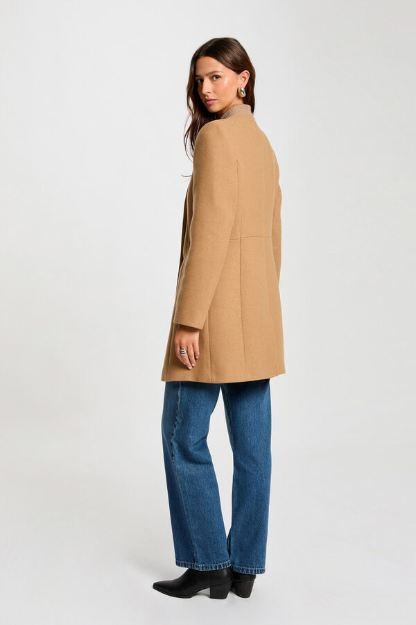 Cortefiel Long buttoned coat Beige