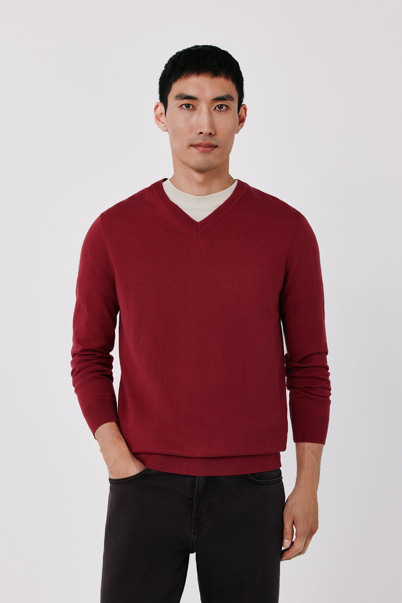 Cortefiel Cotton cashmere knit V-neck jumper