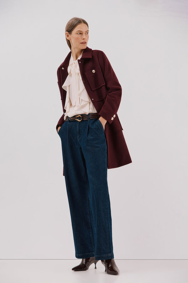 Cortefiel Coat with golden buttons Maroon