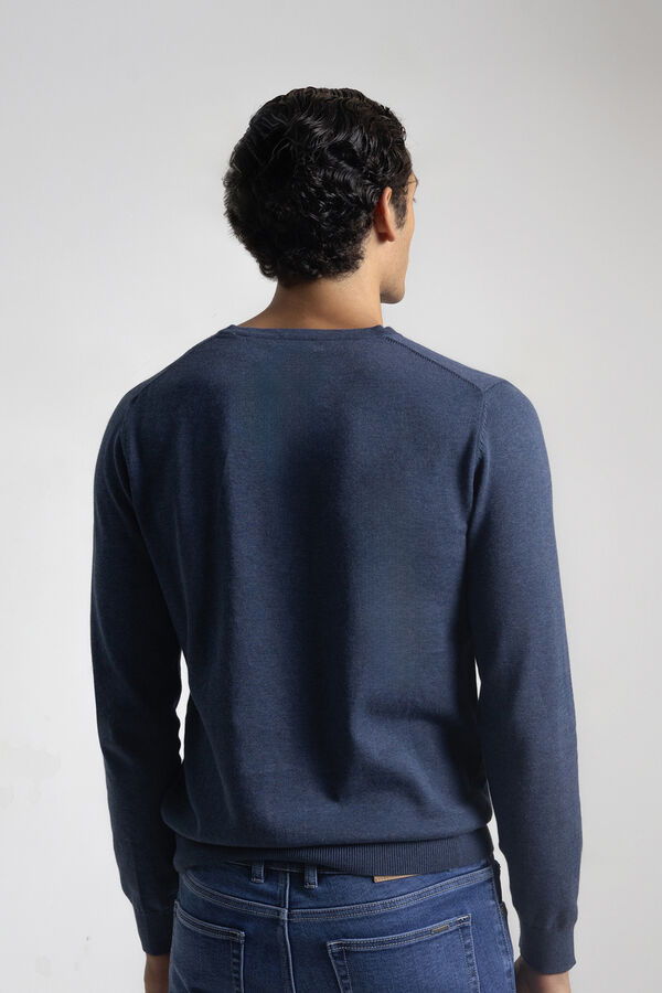 PuroEGO Camisola gola em bico algodão Azul