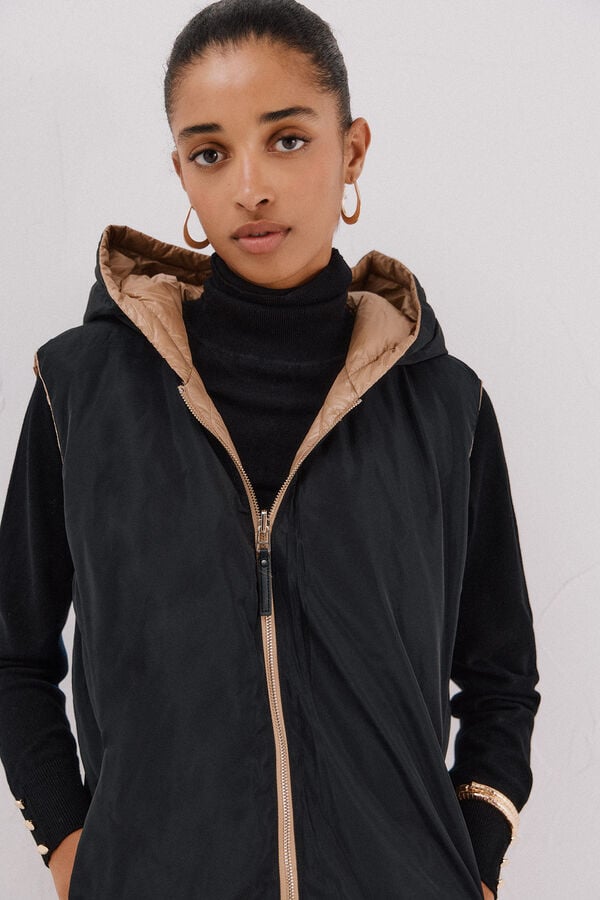 Cortefiel Long reversible gilet Beige