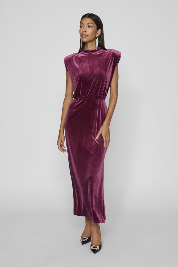 Vila Vestido midi Velvet Rosa