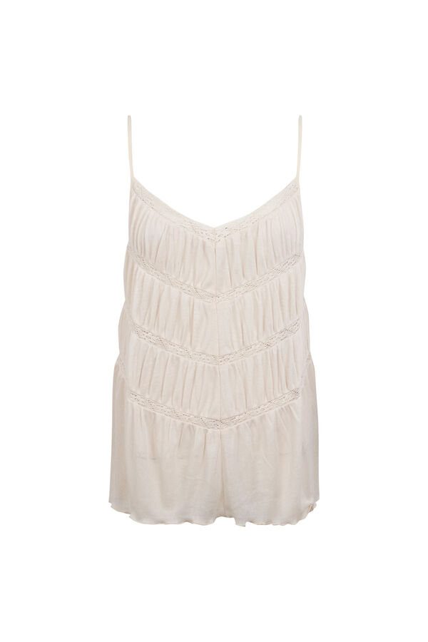 Slowlove Top tirante frunces Marfil