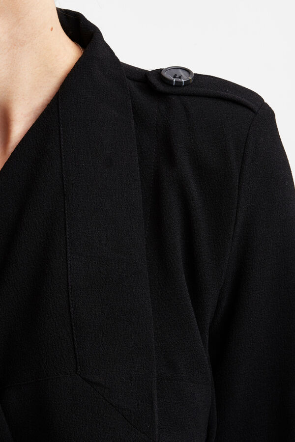 Cortefiel Belted jacket Black
