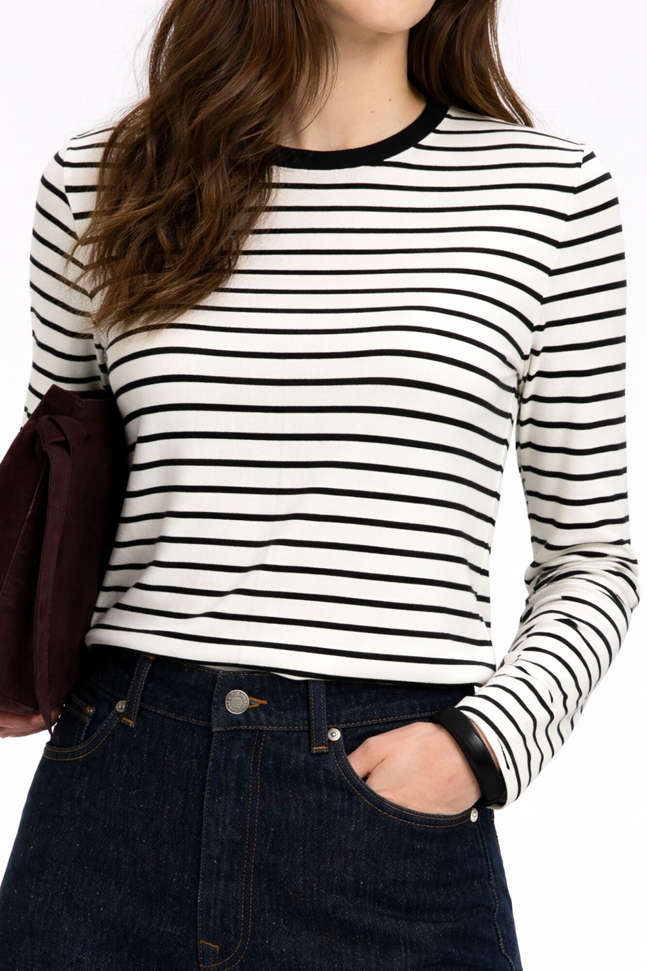 Selected Camisola &agrave;s riscas em 100% l&atilde; merino