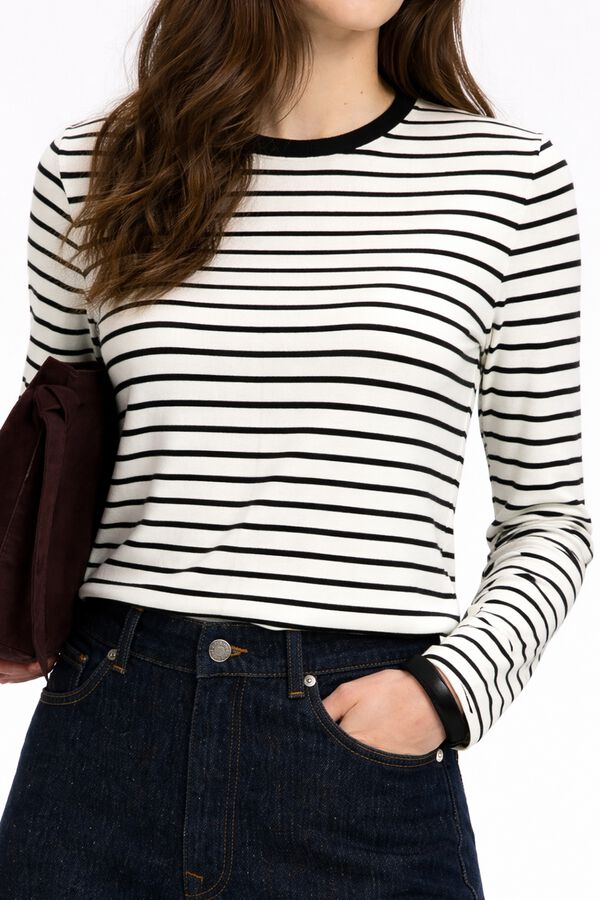 Selected 100% merino wool striped jumper Black