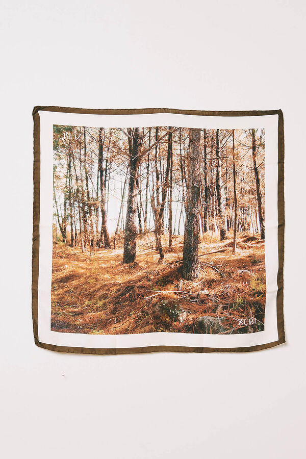 Zubi Lenço de Seda Mosteiro 65 x 65 Castanho
